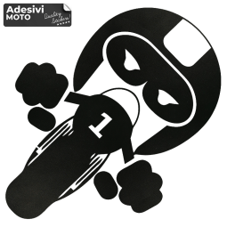 Adesivo Caricatura Motociclista in Piega per Serbatoio-Casco-Motorino-Tuning-Auto