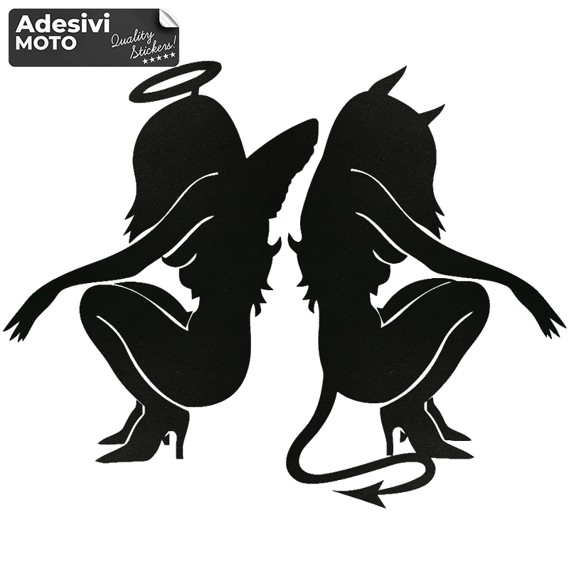 Girls Angel & Devil Sticker Fuel Tank-Helmet-Scooter-Tuning-Car