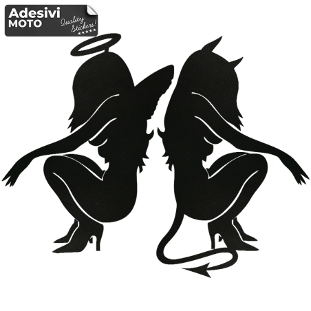 Girls Angel & Devil Sticker Fuel Tank-Helmet-Scooter-Tuning-Car