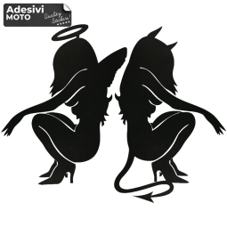 Autocollant Filles Ange et Diable Réservoir-Casque-Scooter-Réglage-Voiture