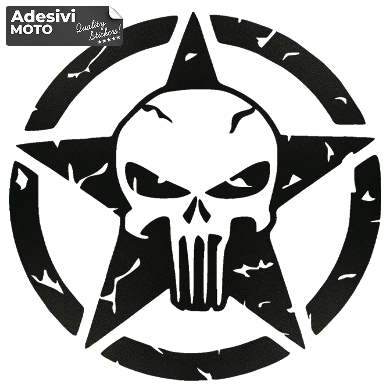 Autocollant The Punisher + Étoile Réservoir-Casque-Scooter-Réglage-Voiture