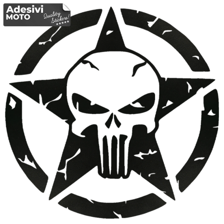 Autocollant The Punisher + Étoile Réservoir-Casque-Scooter-Réglage-Voiture