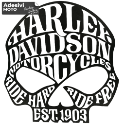 Adesivo Teschio con Testi Harley Davidson Serbatoio-Parafango-Casco