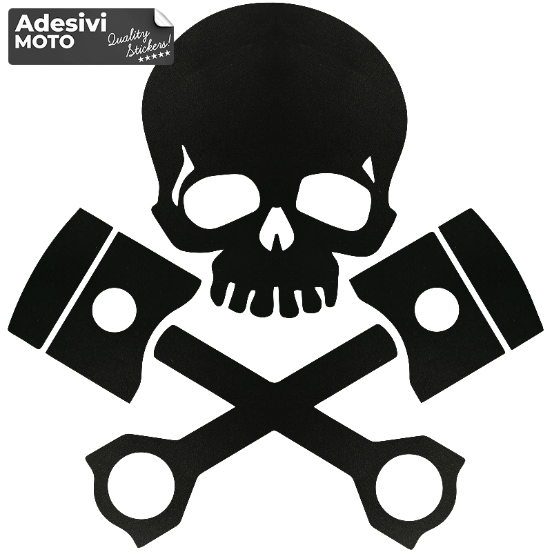 Autocollant Crâne + Pistons Réservoir-Casque-Scooter-Réglage-Voiture