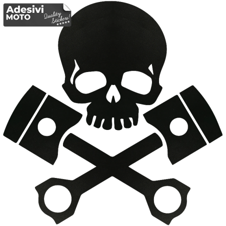 Skull + Pistons Sticker Fuel Tank-Helmet-Scooter-Tuning-Car