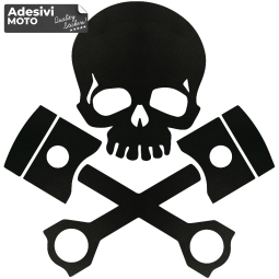 Skull + Pistons Sticker Fuel Tank-Helmet-Scooter-Tuning-Car