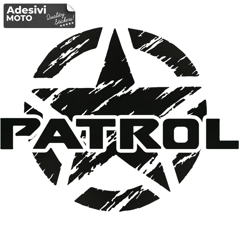 Adesivo Stella + "Patrol" Tipo 2 Cofano-Sportelli-Fiancate-Auto-Fiat