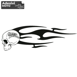 Adesivo Teschio + Fiamme + Harley Davidson Tipo 2 Cupolino-Casco