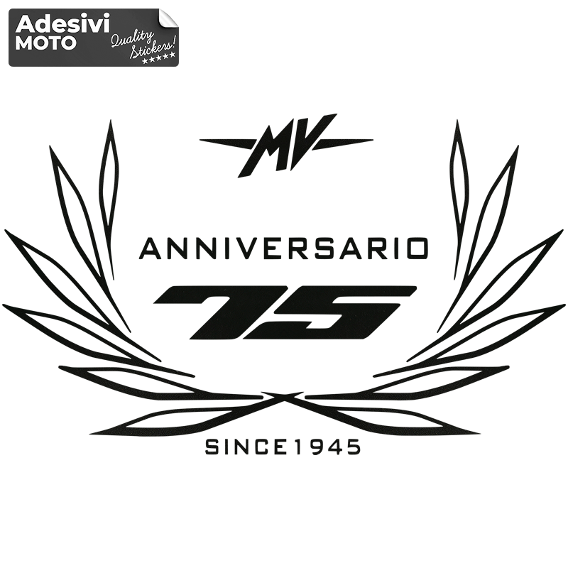 Autocollant "MV Anniversario 75 Since 1945" Réservoir-Côtés-Pare-brise-Queue-Casque