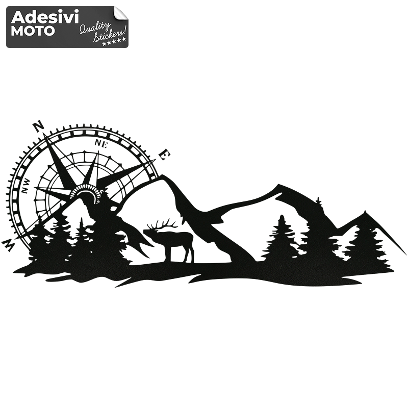 Windrose + Mountains Type 4 Sticker Off-Road-Hood-Doors-Sides-Cars