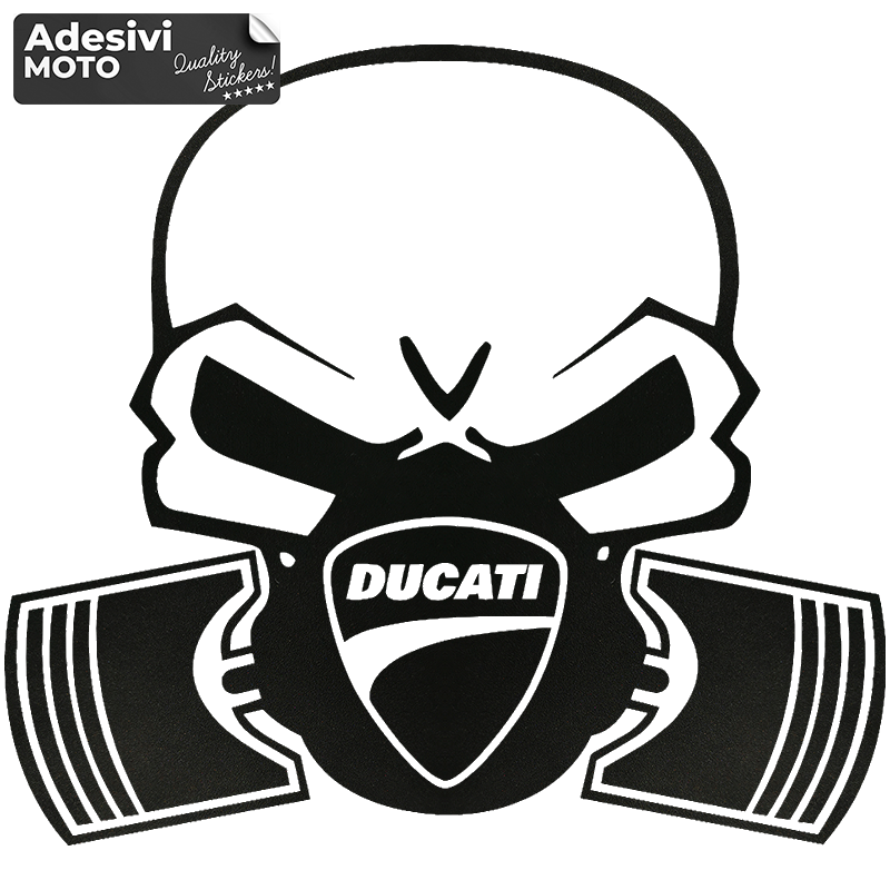 Autocollant Crâne avec Maschera Antigas Ducati Réservoir-Côtés-Carénage Inférieur-Queue-Casque