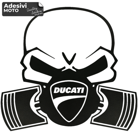 Autocollant Crâne avec Maschera Antigas Ducati Réservoir-Côtés-Carénage Inférieur-Queue-Casque
