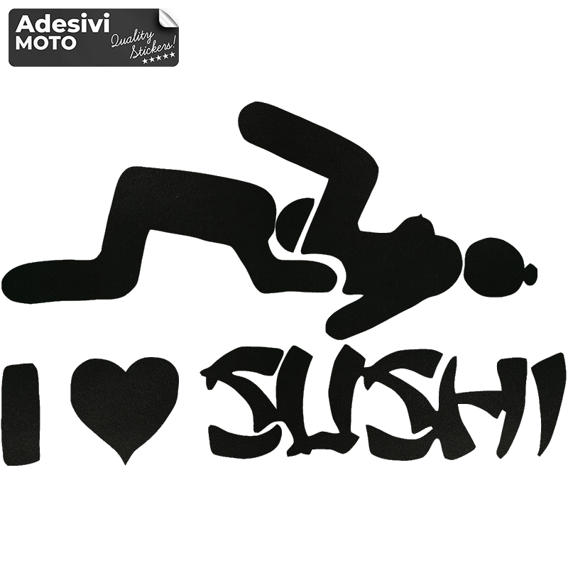 Autocollant "I Love Sushi" Réservoir-Côtés-Aile-Casque