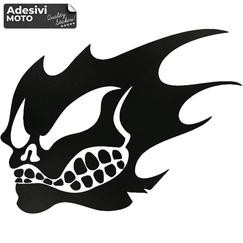Adesivo Teschio Infuocato Serbatoio-Casco-Motorino-Tuning-Auto