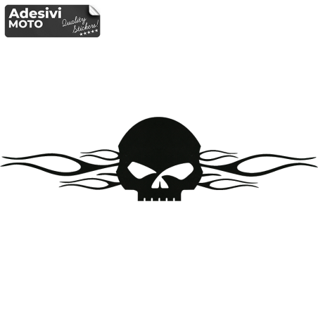 Adesivo Teschio Harley Davidson con Fiamme Tipo 2 Frontale-Serbatoio-Parafango-Casco-Cupolino