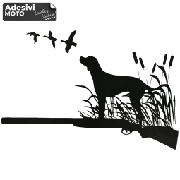Adesivo Quaglie in Volo + Cane su Carabina Cofano-Sportelli-Fiancate-Fuoristrada-Auto