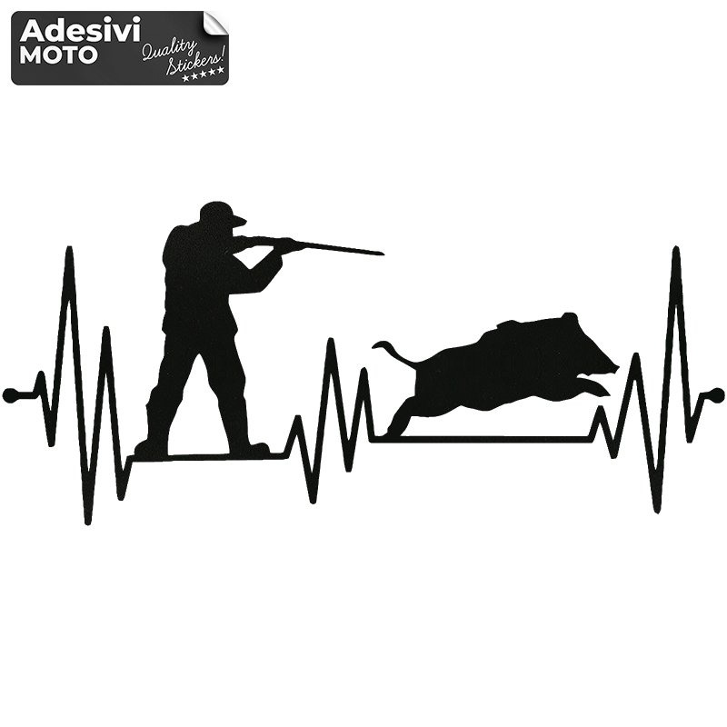 Autocollant Chasseur + Sanglier sur Cardiogramme Capot-Compteurs-Côtés-Tout-terrain-Voiture
