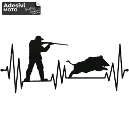 Adesivo Cacciatore + Cinghiale su Cardiogramma Cofano-Sportelli-Fiancate-Fuoristrada-Auto