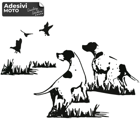 Adesivo Pointer Inglesi Puntano Prede Cofano-Sportelli-Fiancate-Fuoristrada-Auto