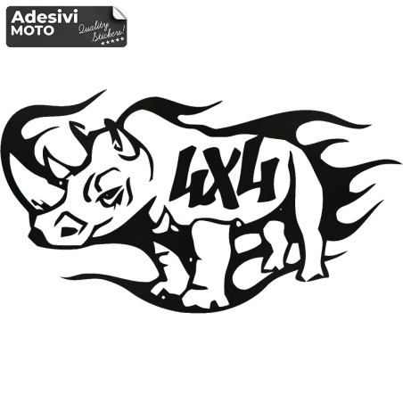 Adesivo Rinoceronte "4X4" Fuoristrada-Cofano-Sportelli-Fiancate-Auto