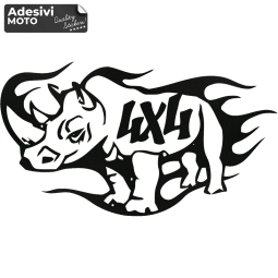 Adesivo Rinoceronte "4X4" Fuoristrada-Cofano-Sportelli-Fiancate-Auto