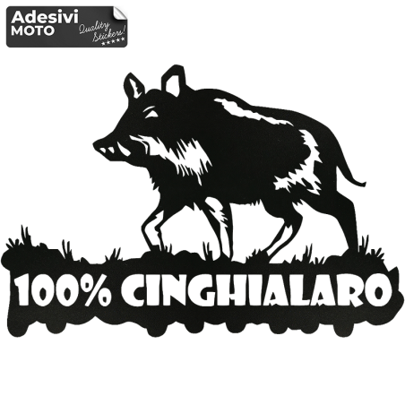 Adesivo "100% Cinghialaro" Cofano-Sportelli-Fiancate-Fuoristrada-Auto