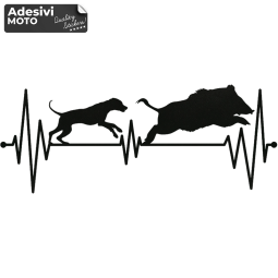 Autocollant Chien Chasse Sanglier sur Cardiogramme Tout-terrain-Capot-Compteurs-Côtés-Voiture