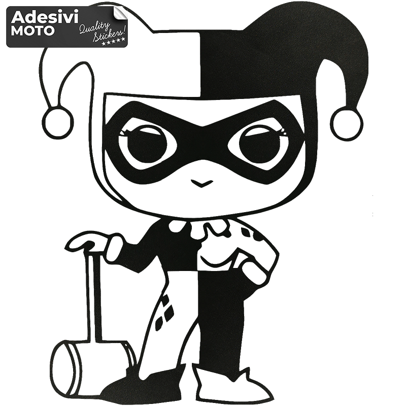 Adesivo Harley Quinn con Martello Serbatoio-Casco-Motorino-Tuning-Auto